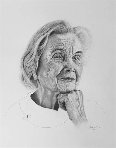 Beautiful Old Women Pencil Drawing By Bert De Ruiter Draw E Drawings