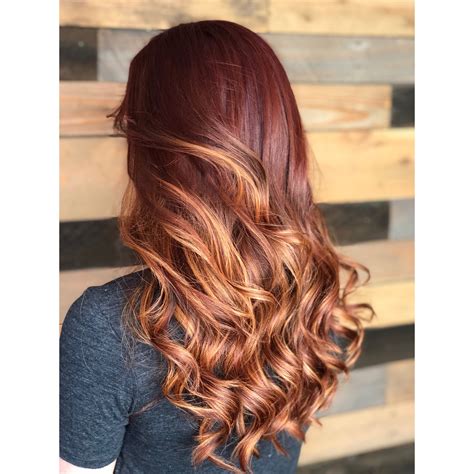 Red And Copper Balayage Highlights Hair Hairbychauntel Change Hair