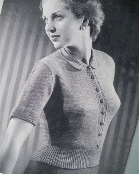 Vintage Knitting Pattern 1950s Womens Blouse Sweater Jumper Etsy