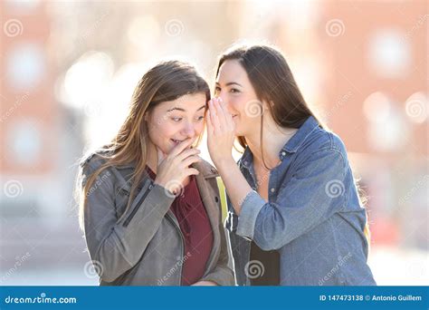 Gossip Woman Telling Secret To Her Happy Friend Stock Photo Image Of