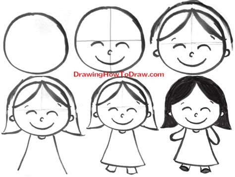 How To Draw Cartoon Girls With Easy Steps Tutorial For Kids How To