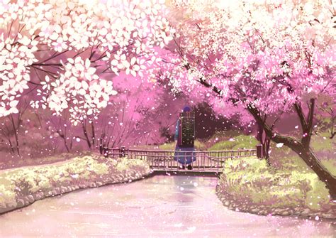 Cherry Blossom Background Anime Anime Anime Girls Cherry Blossom Hd