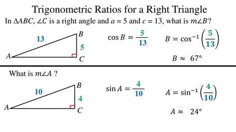 As we near the end of the class period, provided students have had adequate time to work on the back side of the handout, i will go over the answers for the second side. PPT - 14-3 Right Triangles and Trigonometric Ratios ...