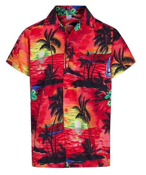 Mens Hawaiian Shirt Palm Tree Stag Beach Holiday Aloha Summer Fancy