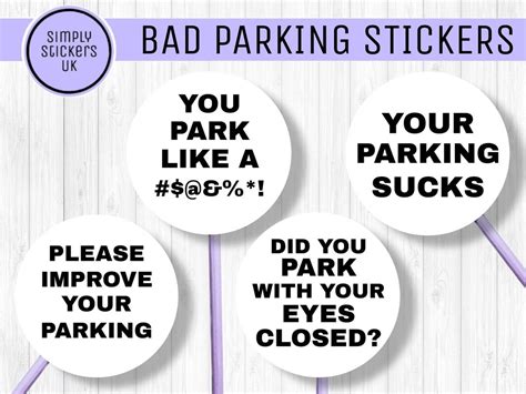 Bad Parking Stickers Badly Parked Car Car Park Warning Etsy 日本