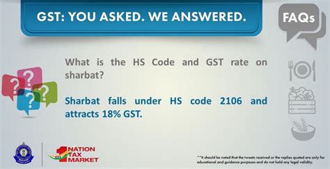 Harmonized system codes • schedule b • harmonized commodity description. HS Code and GST rate for Sharbat is 2106 and 18%