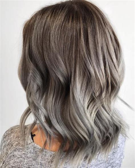 brown hair gray highlights best hairstyles square jaw