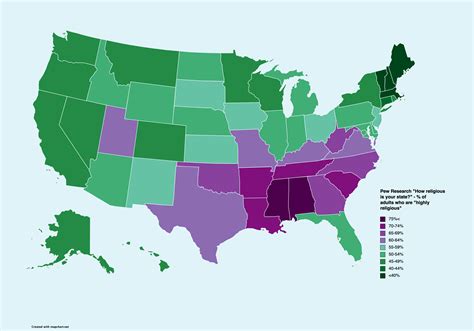 Pew Research Percent Of Adults Who Are Highly Religious By State