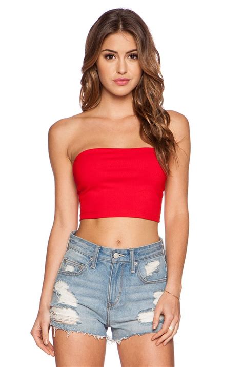 Susana Monaco Tube Crop Top In Perfect Red From Revolve Com Top
