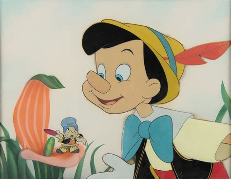 Pinocchio And Jiminy Cricket Production Cels From Pinocchio Rr