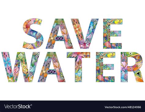 Save Water Hand Drawn Lettering Text Royalty Free Vector