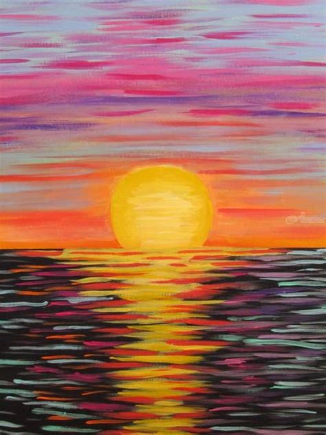 Sunset Ocean Seascape Abstract Contemporary Impressionistic Paintings By Melanie Lutes