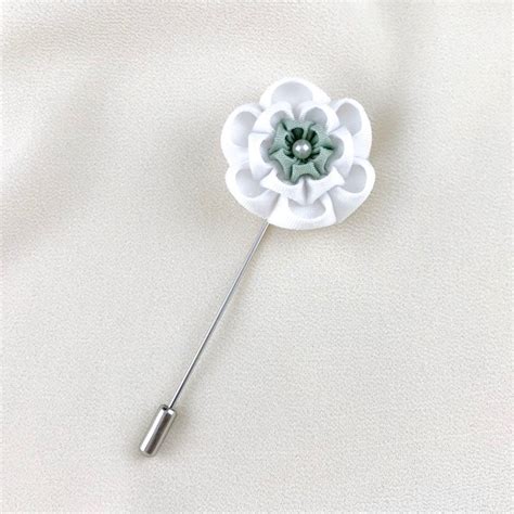 Handmade White Lapel Flower Pin Groom Flower Lapel Groomsmen Flower