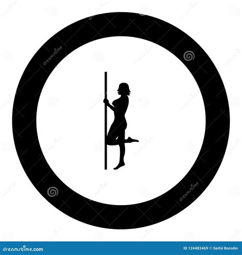 Striptease Performer Woman On Tube Icon Black Color In Round Circle Stock Vector Illustration