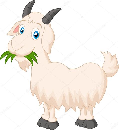 Cartoon Goat Eating Grass — Stock Vector © Tigatelu 63518799
