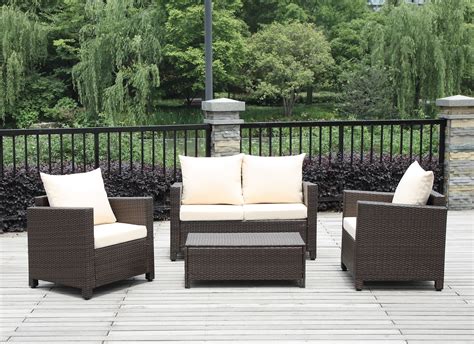 Browse through various patio furniture and find pieces that suit your needs at a great value. Handy Living 4 Piece Deep Seating Group with Cushions ...