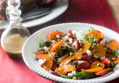 Spinach And Persimmon Salad With Citrus Vinaigrette Christmas Menu
