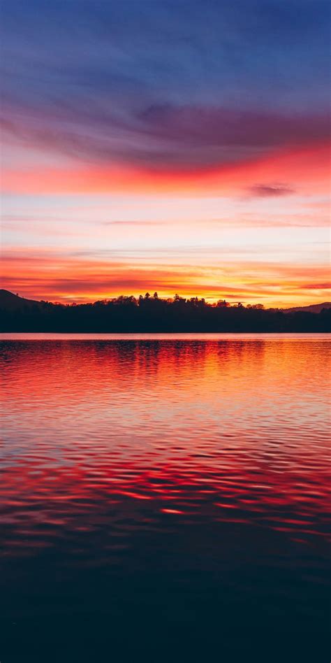 Lake Sunset Horizon Beautiful 1080x2160 Wallpaper