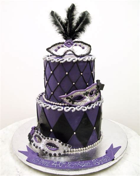 Purple Black And Silver Masquerade Cake Great For A Sweet 16
