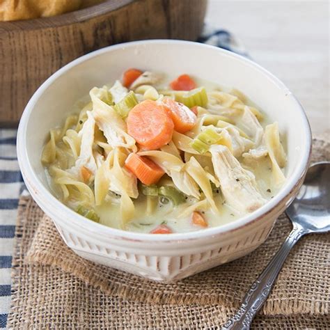 This is comfort food at it finest! Creamy Chicken Noodle Soup - Like Mother Like Daughter