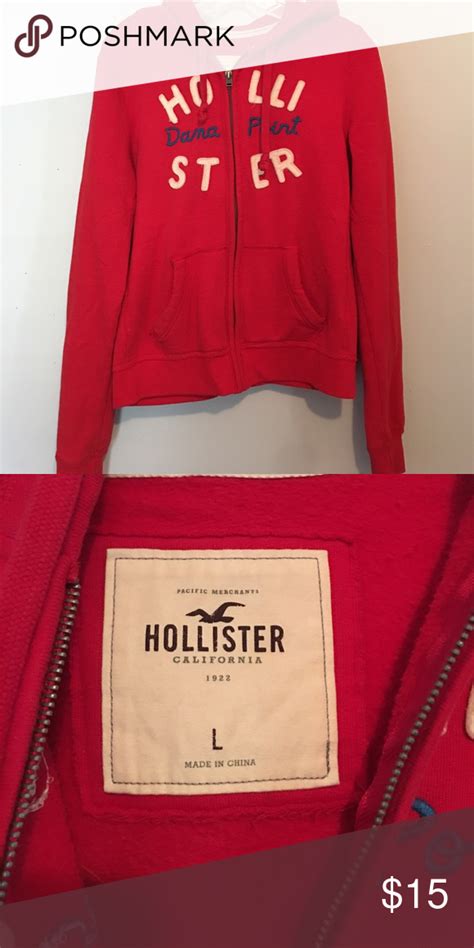 Hco Red Zip Up Jacket Vintage Hollister Jacket With Hood No Holes Or
