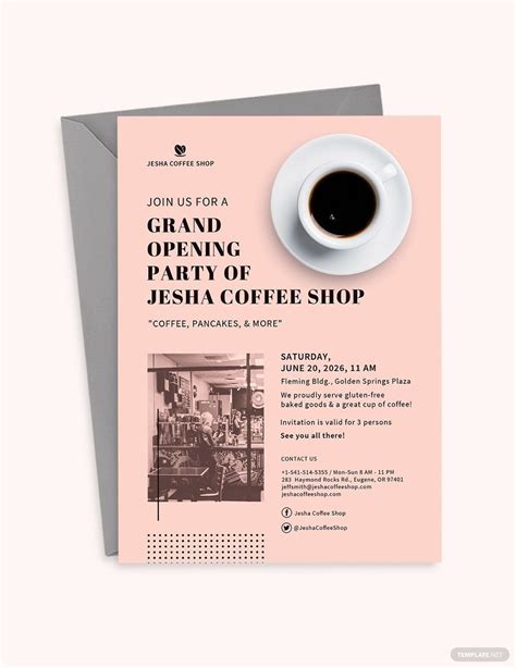 Coffee Shop Opening Invitation Template In Word Pages Publisher Psd Illustrator Download