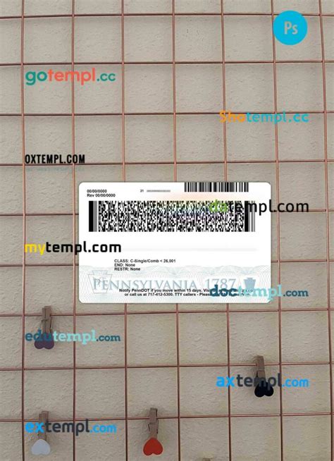 Usa Pensylvania Driving License Psd Files Scan Look And Photographed