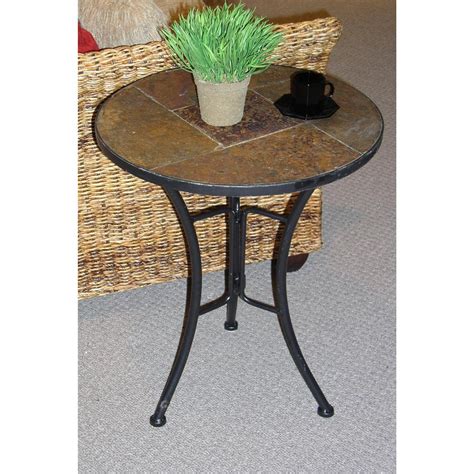 4d Concepts Round Slate Top End Table 136308 Kitchen And Dining At