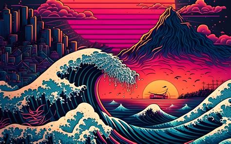 The Great Wave Red Wallpapers Wallpaper Cave