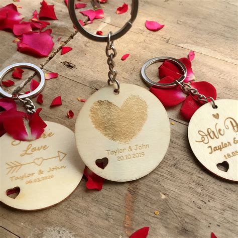 50pc Custom Personalized Name Date Heart Diy Keychain Wedding Ts For