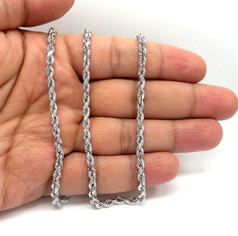 Buy 14k White Gold Solid Diamond Cut Rope Chain 18 26 Inch 4mm Online