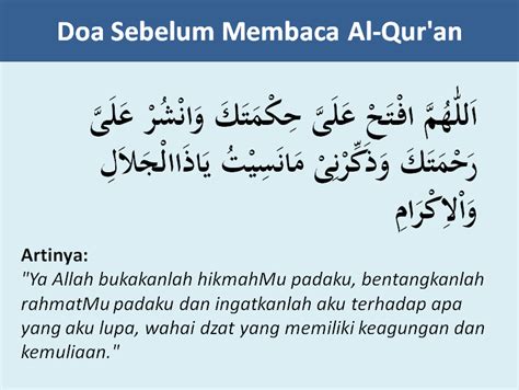 Bacaan Doa Sebelum Dan Sesudah Membaca Al Quran Lengkap Dengan Artinya