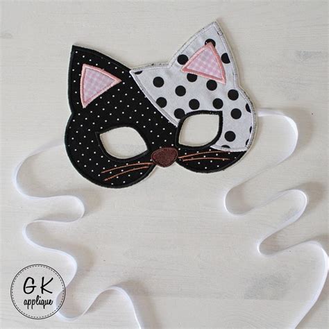 Ith Cat Mask Applique Design Halloween Mask Embroidery Etsy