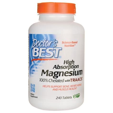 Doctors Best High Absorption Magnesium 100 Chelated 100 Mg 240 Tabs