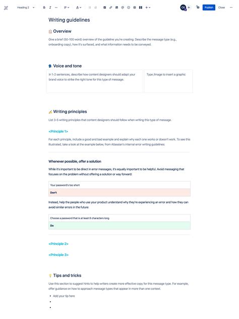 Writing Guidelines Template Atlassian