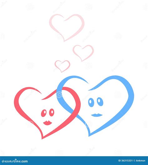 Blue And Red Love Hearts Together Stock Image Image 36315331