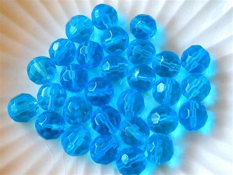 Aqua Beads 8mm Faceted Aqua Glass Beads 40
