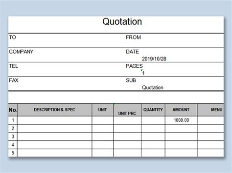 Excel Of Simple Business Quotation Xls Wps Free Templates