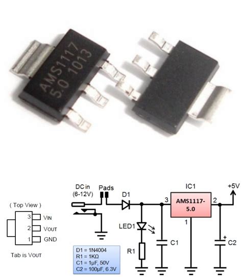 Ams1117 50v 5v Fixed Voltage Regulator Smd Sot223
