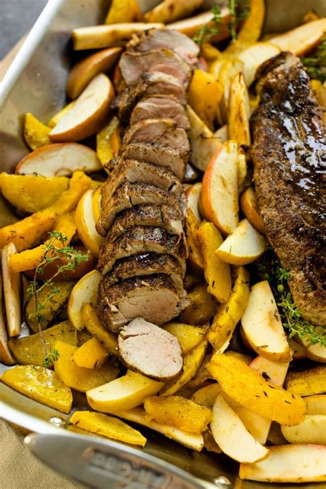 Last night we had mashed potatoes, green salad with spring greens and a. Roasted Pork Tenderloin with Apples and Squash | Recipe ...