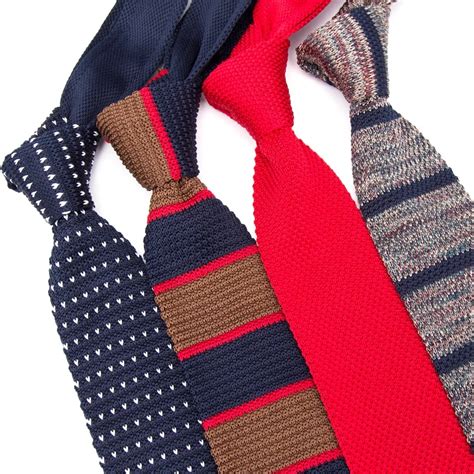 Men Knitted Knit Leisure Triangle Striped Tie Normal Sharp Corner Neck