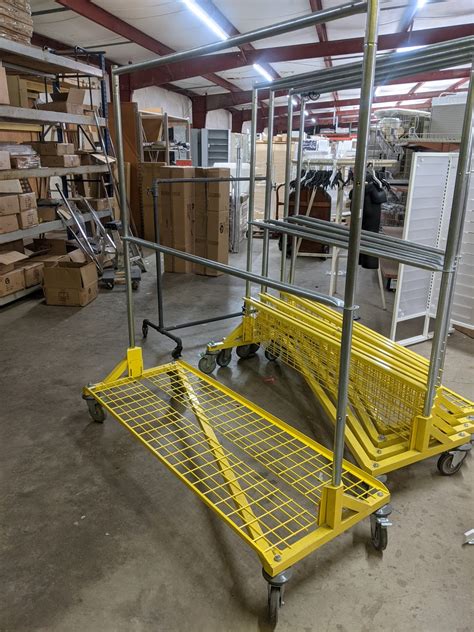 Used Rolling Storage Z Racks With Shoe Shelf Reeves Store Fixtures