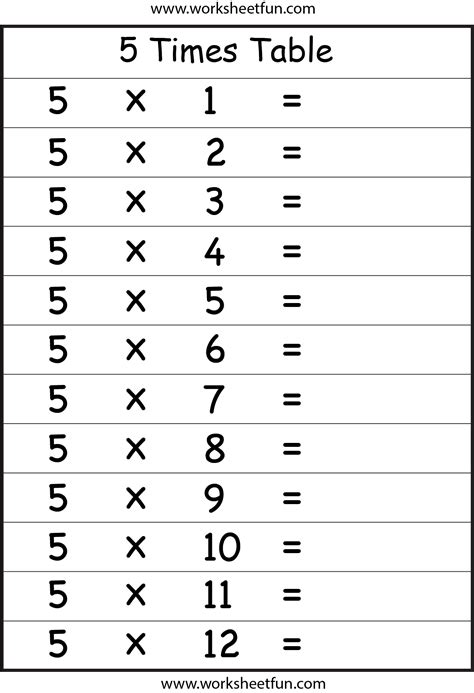 multiplication times tables worksheets 2 3 4 5 6 7