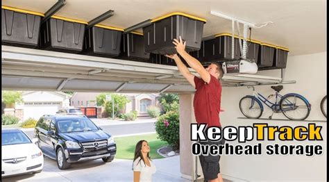 Garage is a place to store all kinds of stuff, ranging from large vehicles to small appliances and tools. Keep Track Storage Solutions NEW! DIY 12 Tote Overhead Storage System (Totes Sold Separate ...