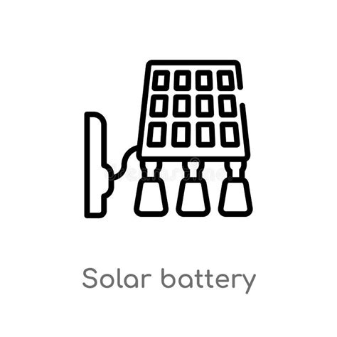 Outline Solar Battery Vector Icon Isolated Black Simple Line Element
