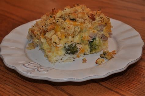 Sprinkle with cheese bake uncovered 30 minutes until top is brown and mixture is set. The Changeable Table: Layered Chicken Broccoli Bake