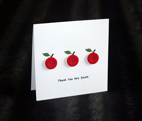 Teachers Apple Thank You Card Uniquetsbuttonart Teacher