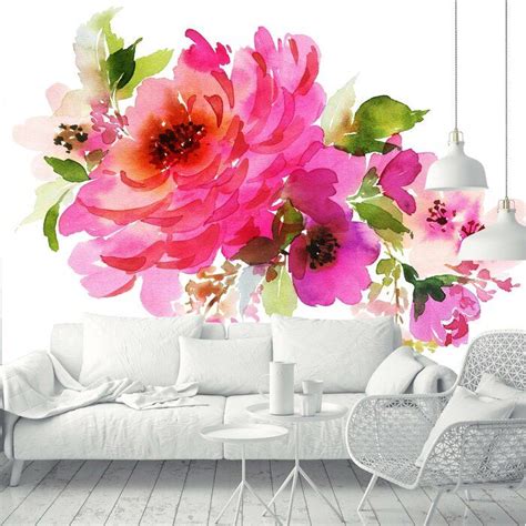 Castro Removable Watercolor Large Peony Wall Mural Mural Wallpaper