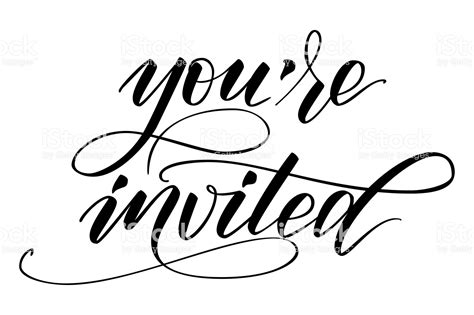 Handwritten Modern Brush Calligraphy You Are Invited Isolated On