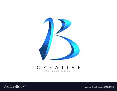 Creative B Letter Logo With Blue 3d Bright Vector Image